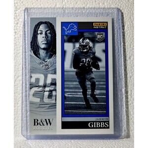 Jahmyr Gibbs 2023 Panini NFL #12 Black & White Rookies Card Detroit Lions 1/216
